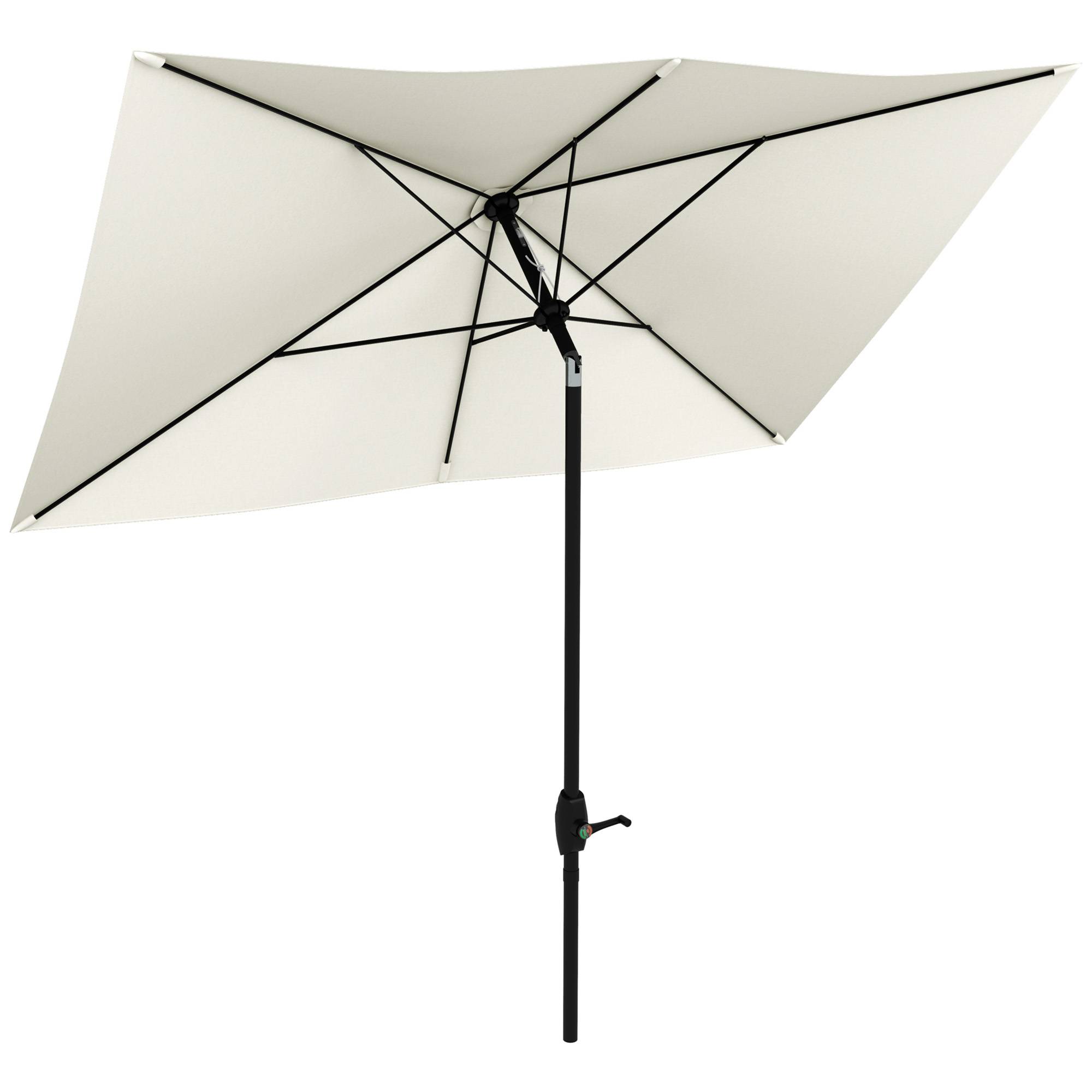 Parasol rectangulaire inclinable 2 x 3 m avec manivelle polyester - 290x200x248cm Aluminium Beige fr347 - Image 1