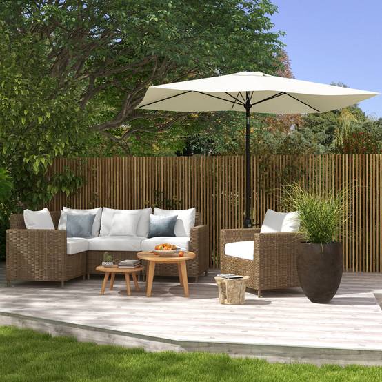 Parasol rectangulaire inclinable 2 x 3 m avec manivelle polyester - 290x200x248cm Aluminium Beige fr347 - Image 4