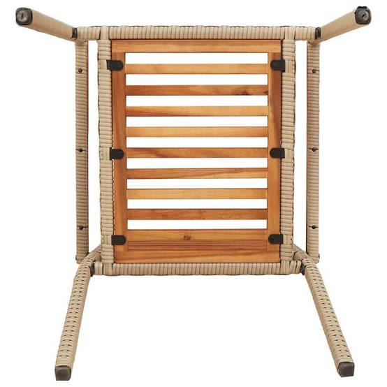 Set de 4 Chaises d'Extérieur Empilables en Résine Tressée et Bois d'Acacia Design Marron et Beige – ComfortXL Outdoor Living - Image 9