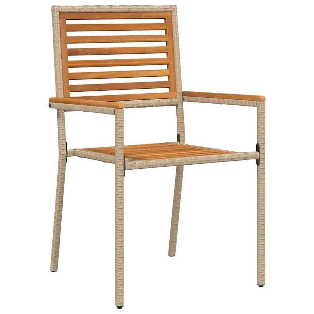 Set de 4 Chaises d'Extérieur Empilables en Résine Tressée et Bois d'Acacia Design Marron et Beige – ComfortXL Outdoor Living - Image 4