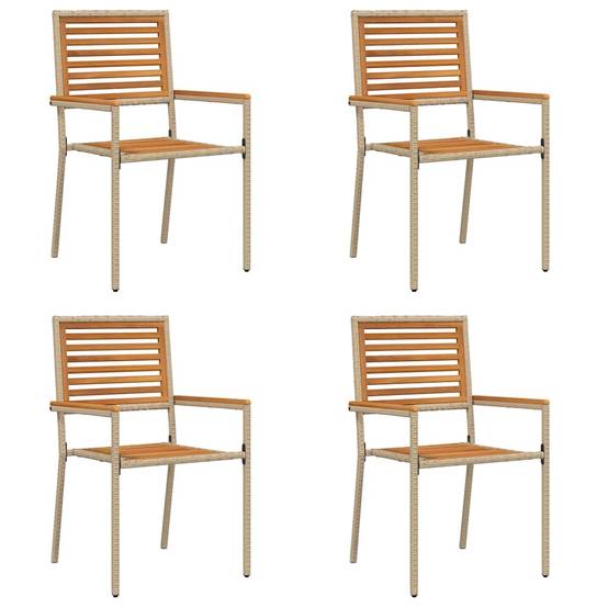 Set de 4 Chaises d'Extérieur Empilables en Résine Tressée et Bois d'Acacia Design Marron et Beige – ComfortXL Outdoor Living - Image 2