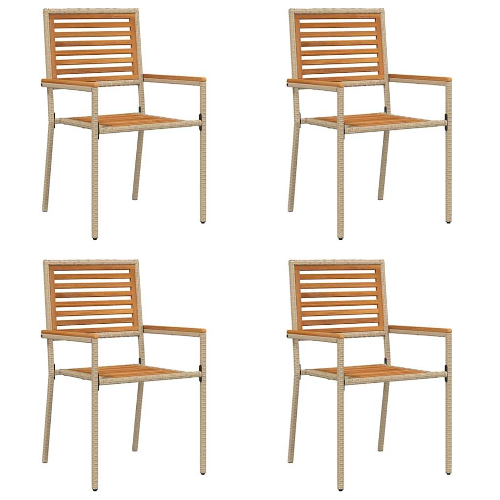 Set de 4 Chaises d'Extérieur Empilables en Résine Tressée et Bois d'Acacia Design Marron et Beige – ComfortXL Outdoor Living - Image 2