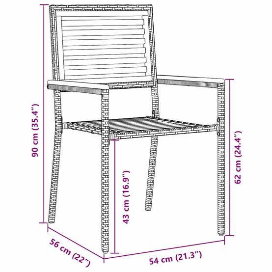 Set de 4 Chaises d'Extérieur Empilables en Résine Tressée et Bois d'Acacia Design Marron et Beige – ComfortXL Outdoor Living - Image 8