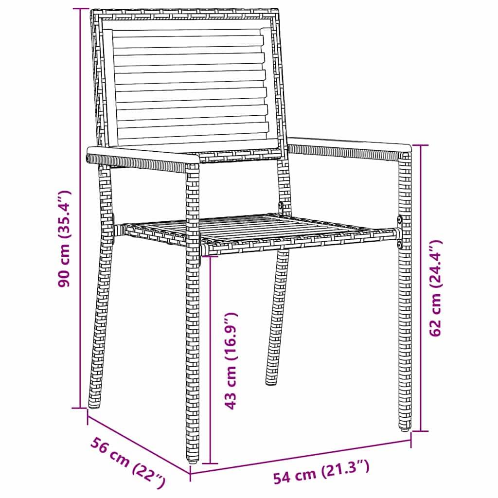 Set de 4 Chaises d'Extérieur Empilables en Résine Tressée et Bois d'Acacia Design Marron et Beige – ComfortXL Outdoor Living - Image 8