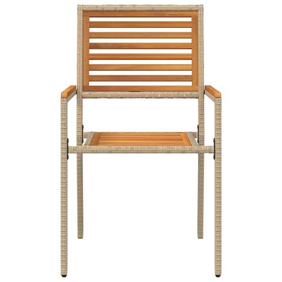 Set de 4 Chaises d'Extérieur Empilables en Résine Tressée et Bois d'Acacia Design Marron et Beige – ComfortXL Outdoor Living - Image 5