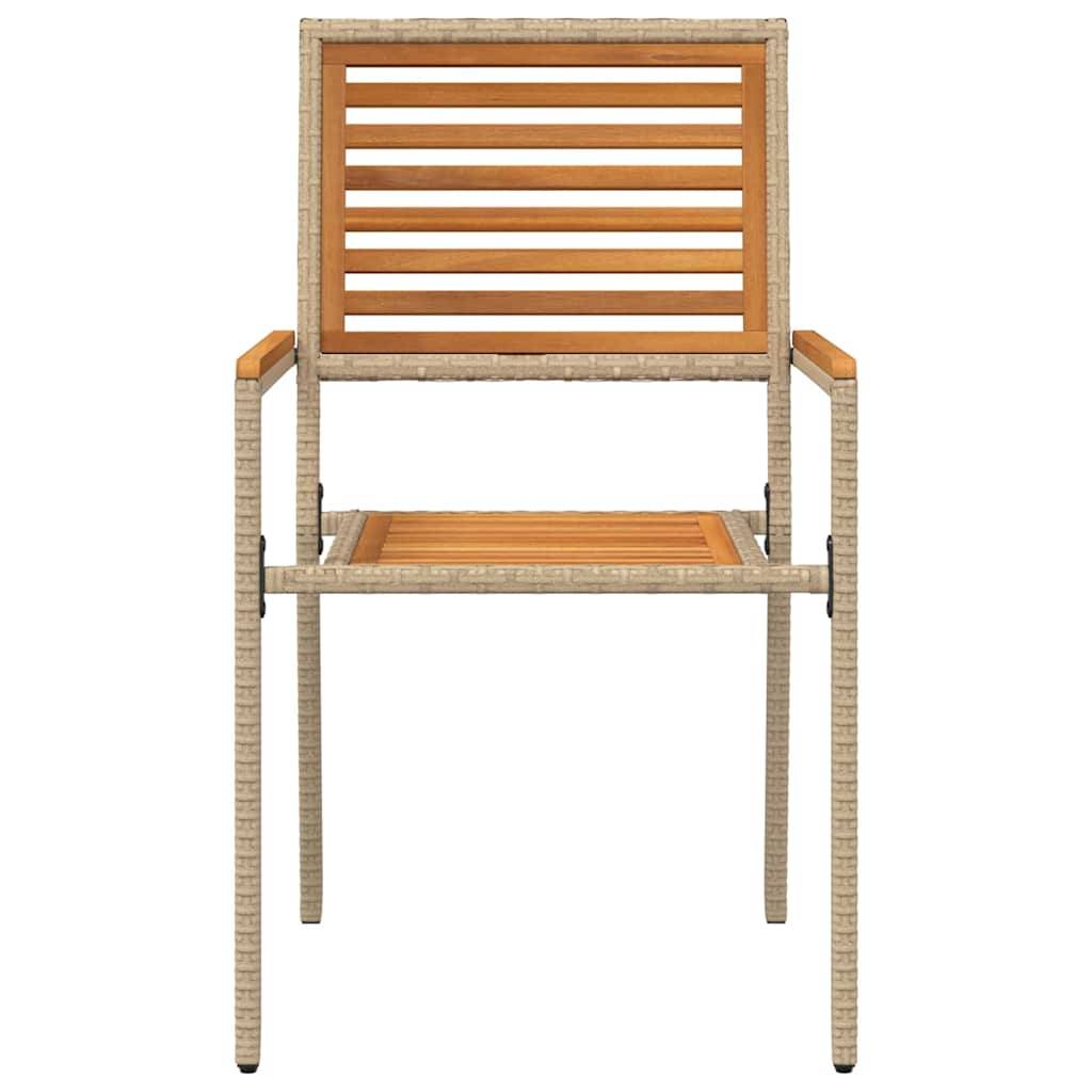 Set de 4 Chaises d'Extérieur Empilables en Résine Tressée et Bois d'Acacia Design Marron et Beige – ComfortXL Outdoor Living - Image 5