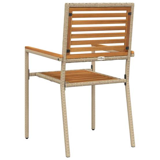 Set de 4 Chaises d'Extérieur Empilables en Résine Tressée et Bois d'Acacia Design Marron et Beige – ComfortXL Outdoor Living - Image 7