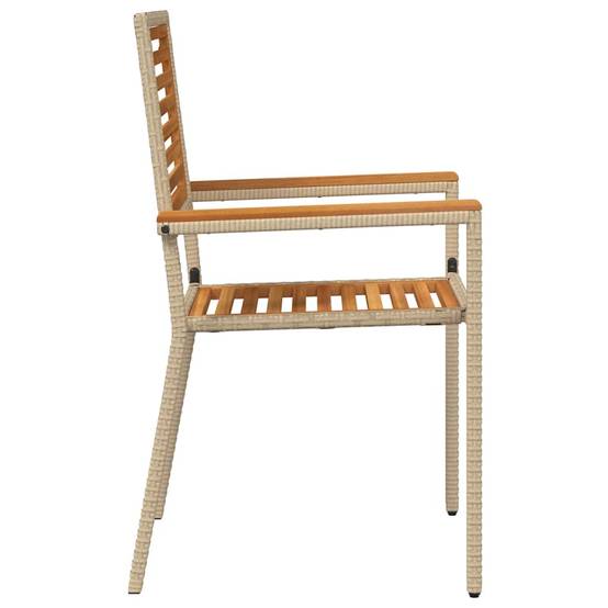 Set de 4 Chaises d'Extérieur Empilables en Résine Tressée et Bois d'Acacia Design Marron et Beige – ComfortXL Outdoor Living - Image 6