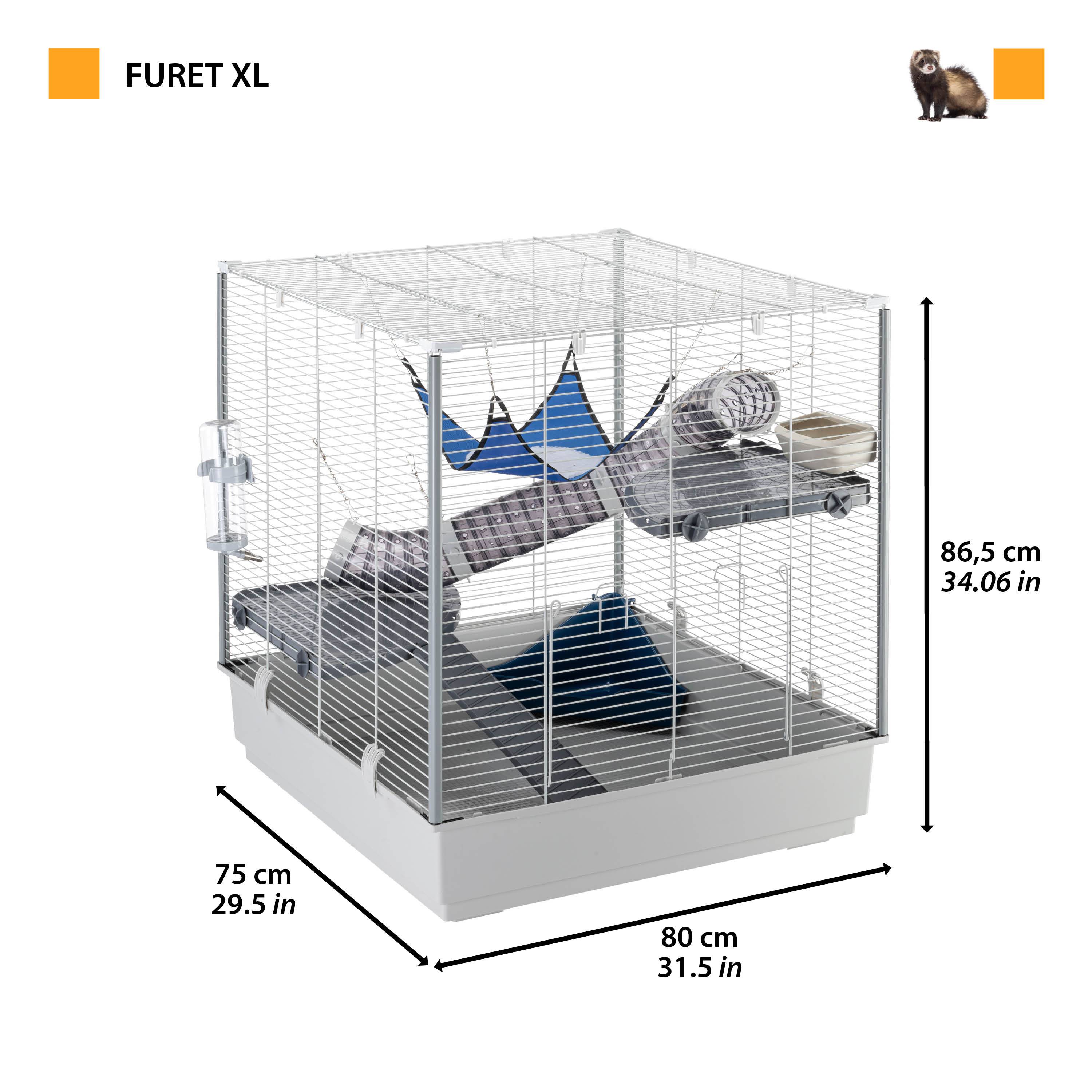 Ferplast - FERPLAST Cage pour Rongeurs FURET XL pour Furets, Chinchillas, en Métal, Accessoires inclus : Mangeoire, Abreuvoir, Coin WC, Hamac, Etagères, Echelle, - Image 2