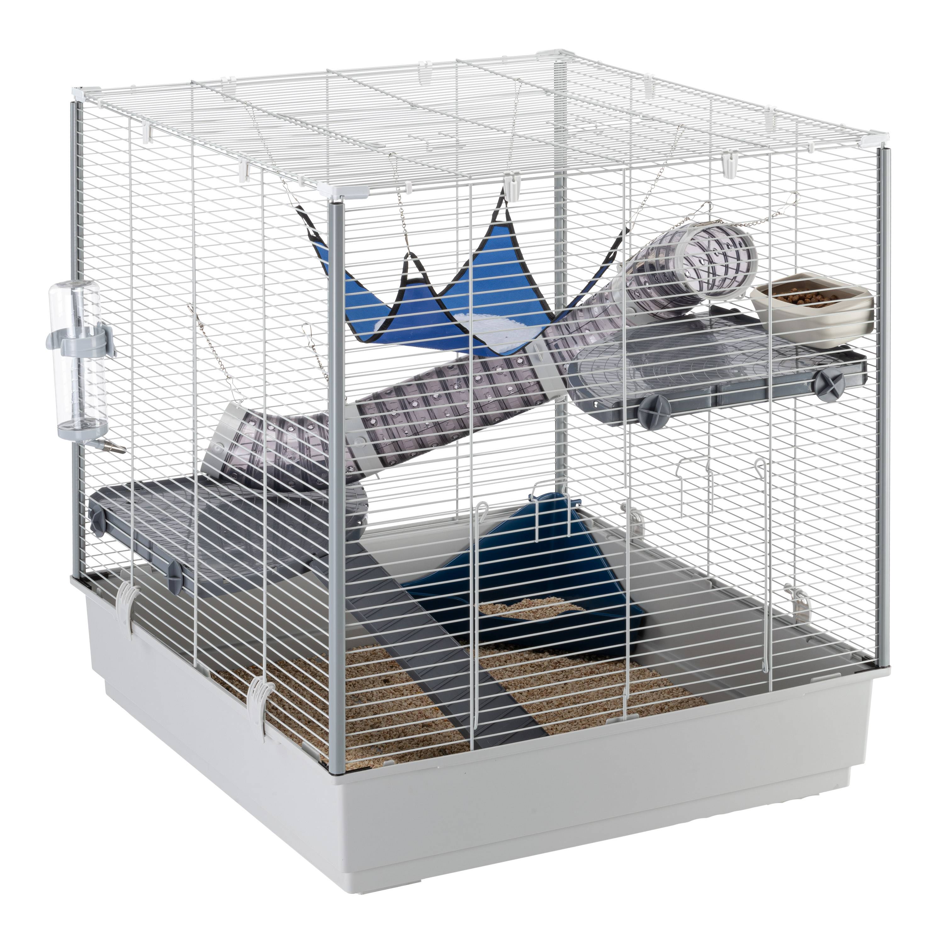 Ferplast - FERPLAST Cage pour Rongeurs FURET XL pour Furets, Chinchillas, en Métal, Accessoires inclus : Mangeoire, Abreuvoir, Coin WC, Hamac, Etagères, Echelle,