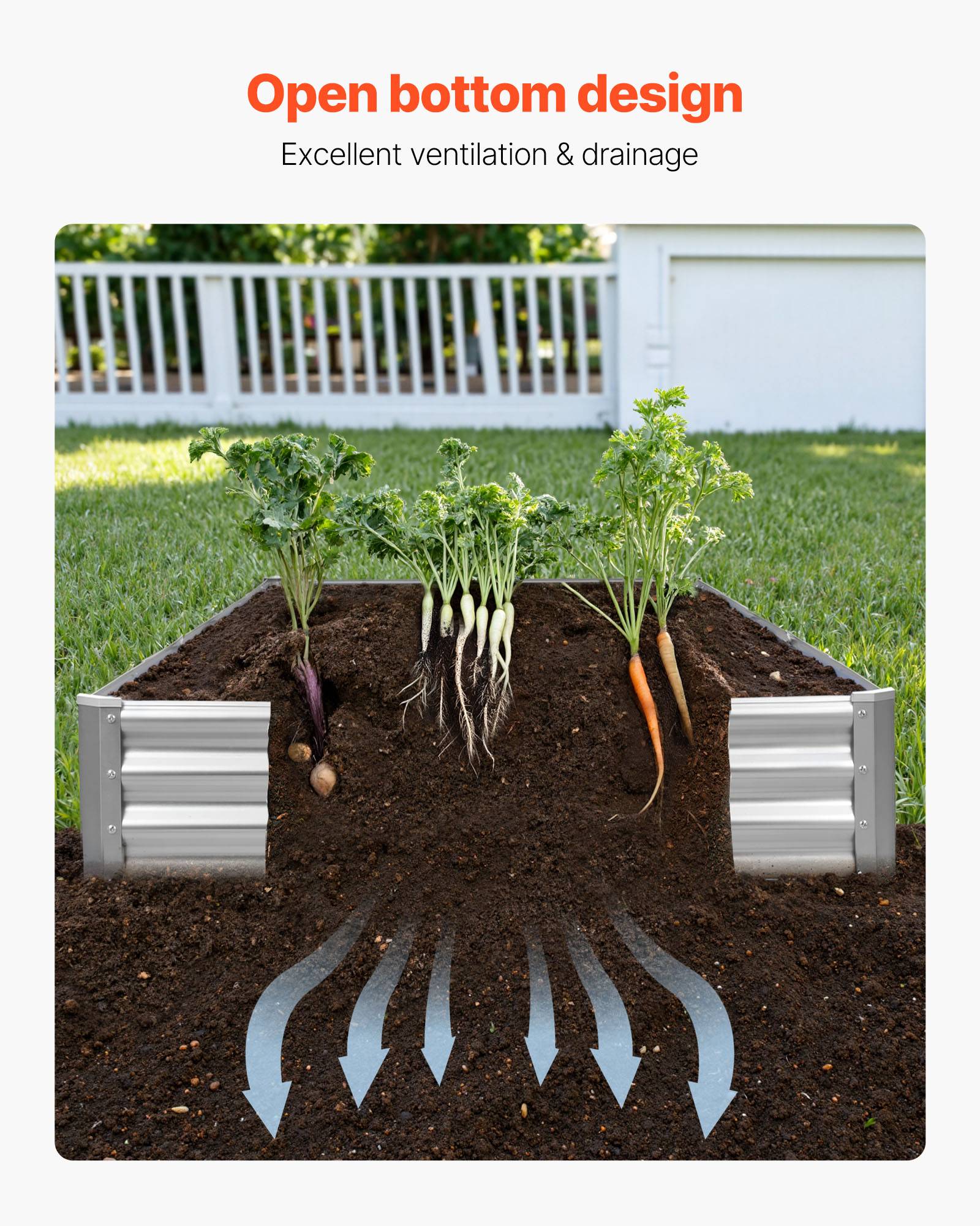 Vevor - VEVOR Carré Potager Surélevé Métal Galvalume Lit de Jardin 360x120x29 cm Gris - Image 6