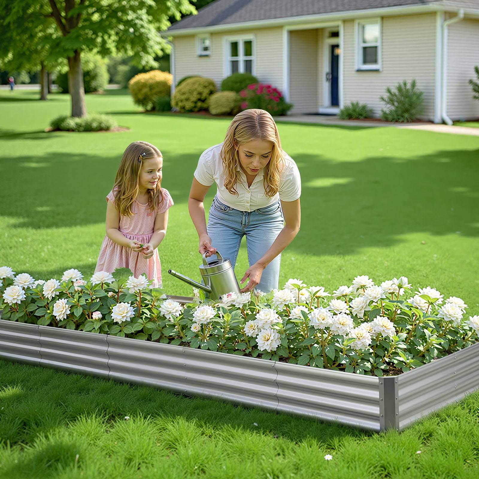 Vevor - VEVOR Carré Potager Surélevé Métal Galvalume Lit de Jardin 360x120x29 cm Gris - Image 8