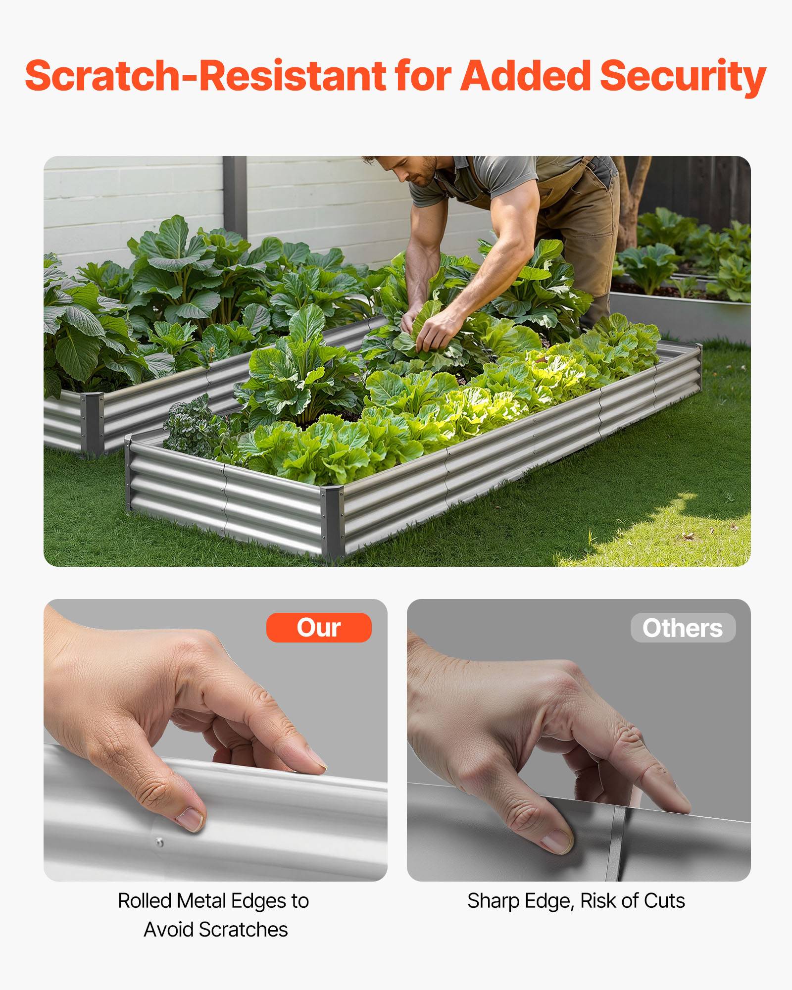 Vevor - VEVOR Carré Potager Surélevé Métal Galvalume Lit de Jardin 360x120x29 cm Gris - Image 4