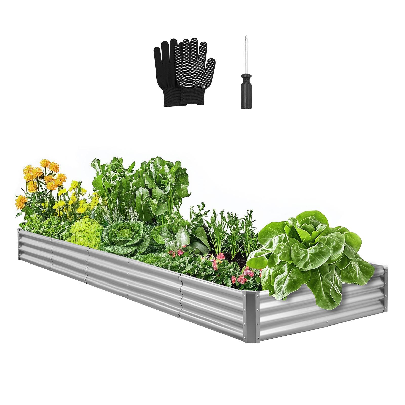Vevor - VEVOR Carré Potager Surélevé Métal Galvalume Lit de Jardin 360x120x29 cm Gris - Image 1