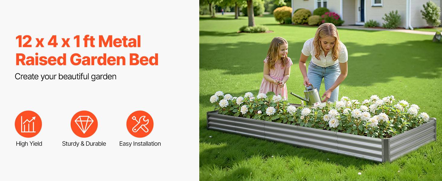 Vevor - VEVOR Carré Potager Surélevé Métal Galvalume Lit de Jardin 360x120x29 cm Gris - Image 9