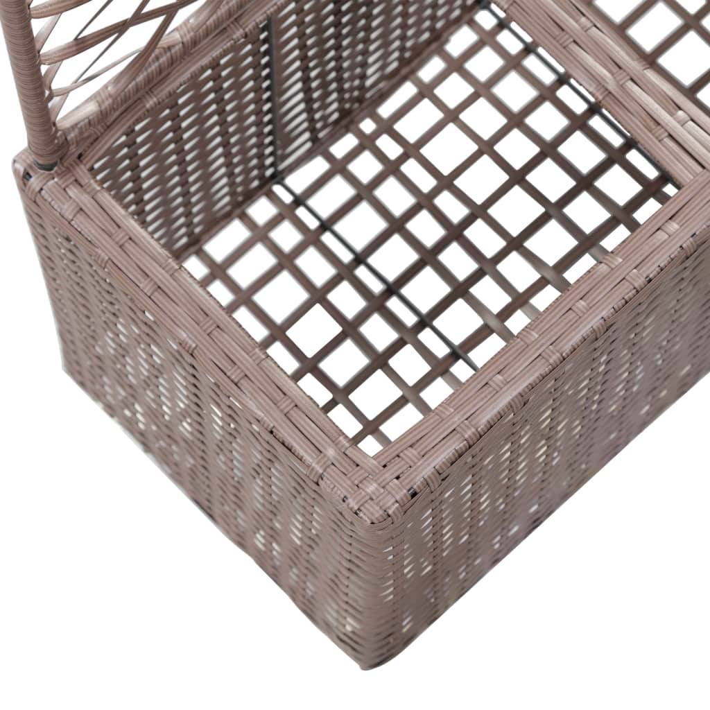 Jardinière lit surélevé plantes fleurs jardin treillis 2 pots 58 x 30 x 107cm résine tressée marron - Image 6