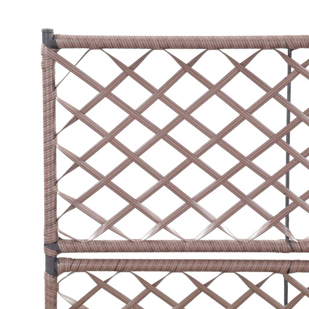 Jardinière lit surélevé plantes fleurs jardin treillis 2 pots 58 x 30 x 107cm résine tressée marron - Image 5