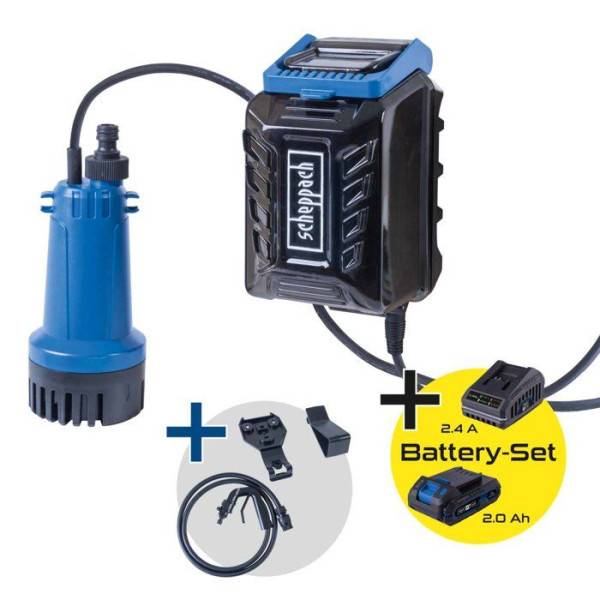 Scheppach - Pompe pour collecteur d'eau de pluie SCHEPPACH -  C-RBP2000-X - Set S - 2000L/h - Batterie 2.0Ah 20V IXES + chargeur 2.4A - Image 1