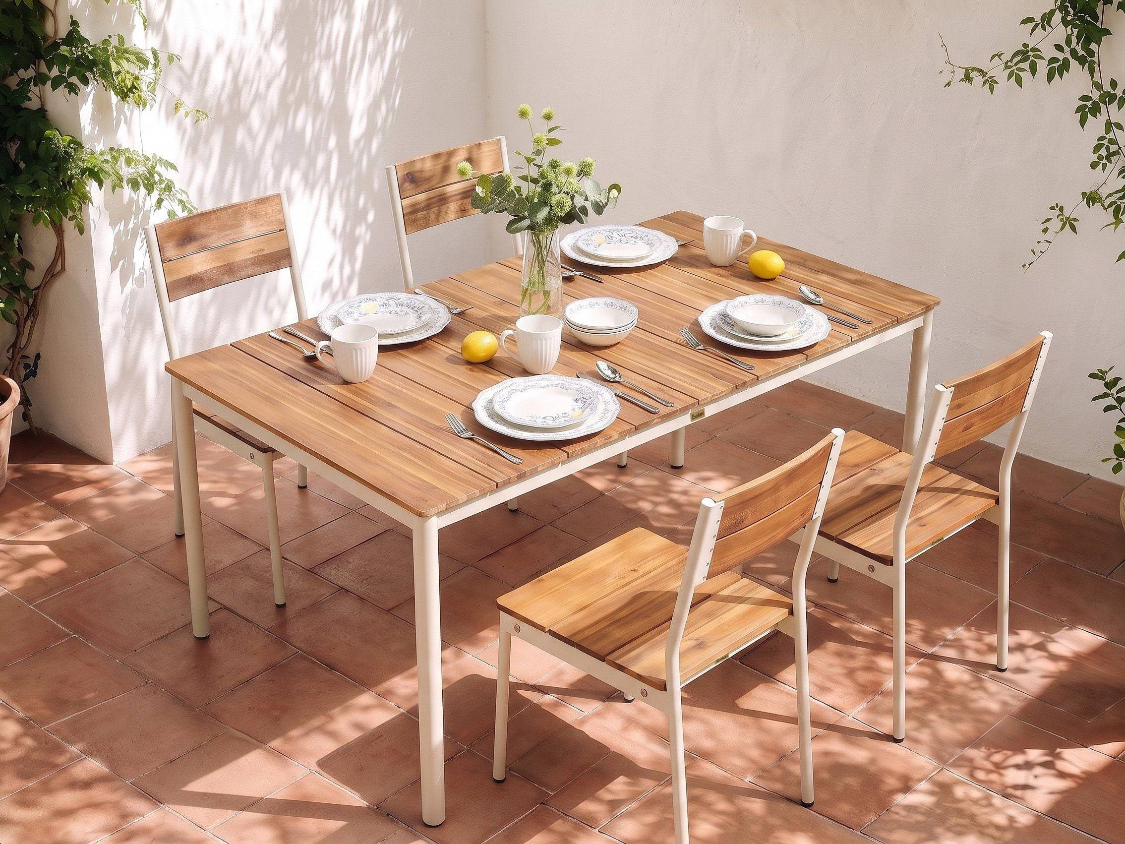 Beliani - Table de repas, 6 Personnes Acacia Marron GIOVINAZZO - Beliani - Image 1