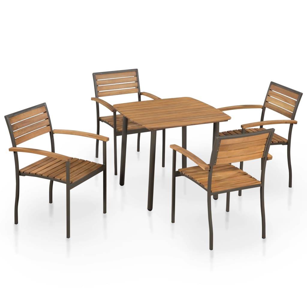 Vidaxl - Ensemble à manger d'extérieur 5pcs Bois acacia solide et acier vidaXL 44230 - Image 1
