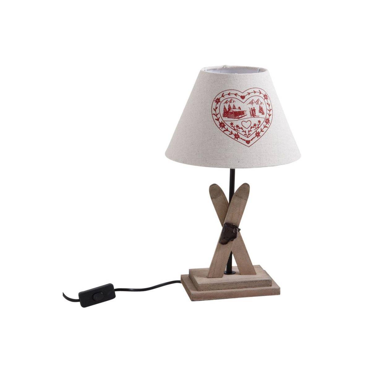 Aubry Gaspard - Lampe avec pied en bois décor ski (Lot de 2) - Image 1