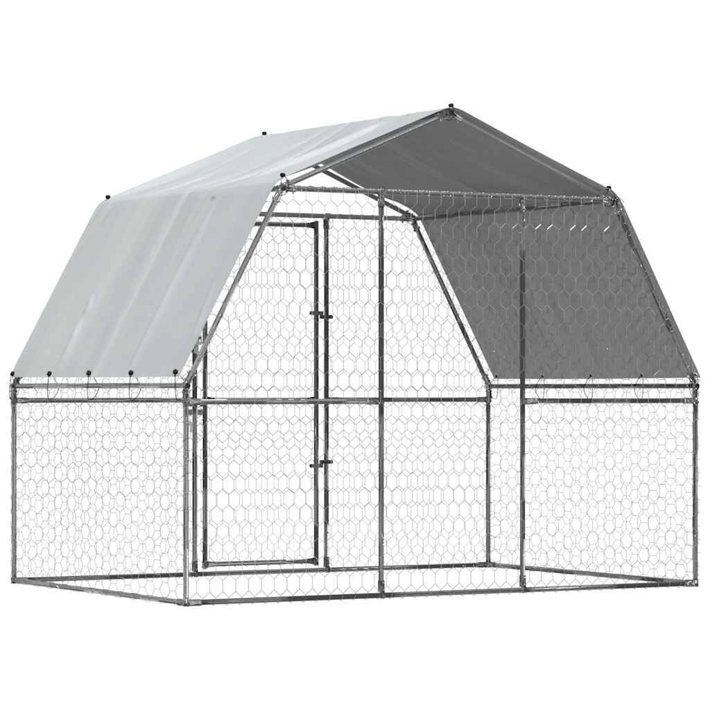 Chenil extérieur pour chien avec toit et porte en acier galvanisé Argenté – ComfortXL Pet Living - Image 6