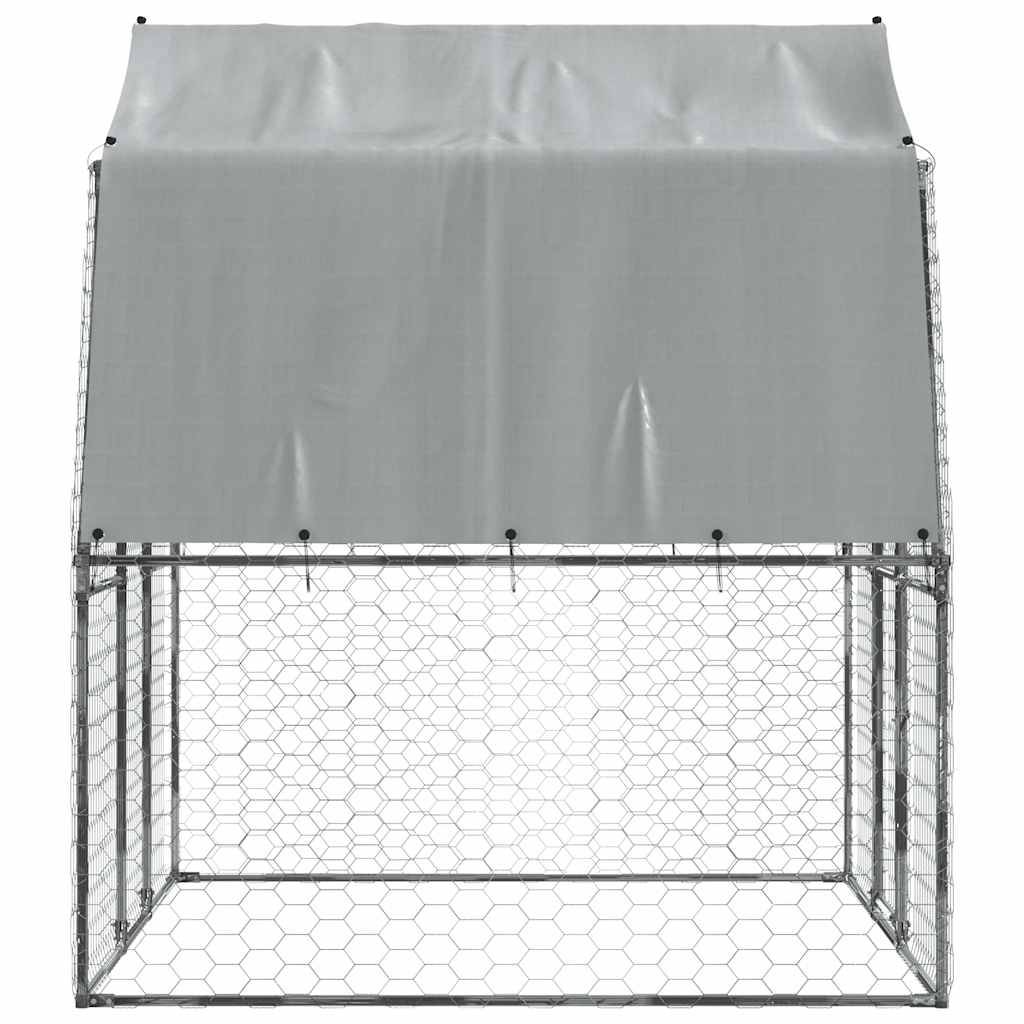 Chenil extérieur pour chien avec toit et porte en acier galvanisé Argenté – ComfortXL Pet Living - Image 5