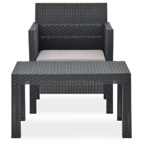 Petit Salon de Jardin 2pcs Polypropylène pour Balcon Anthracite – ComfortXL Outdoor Living - Image 2