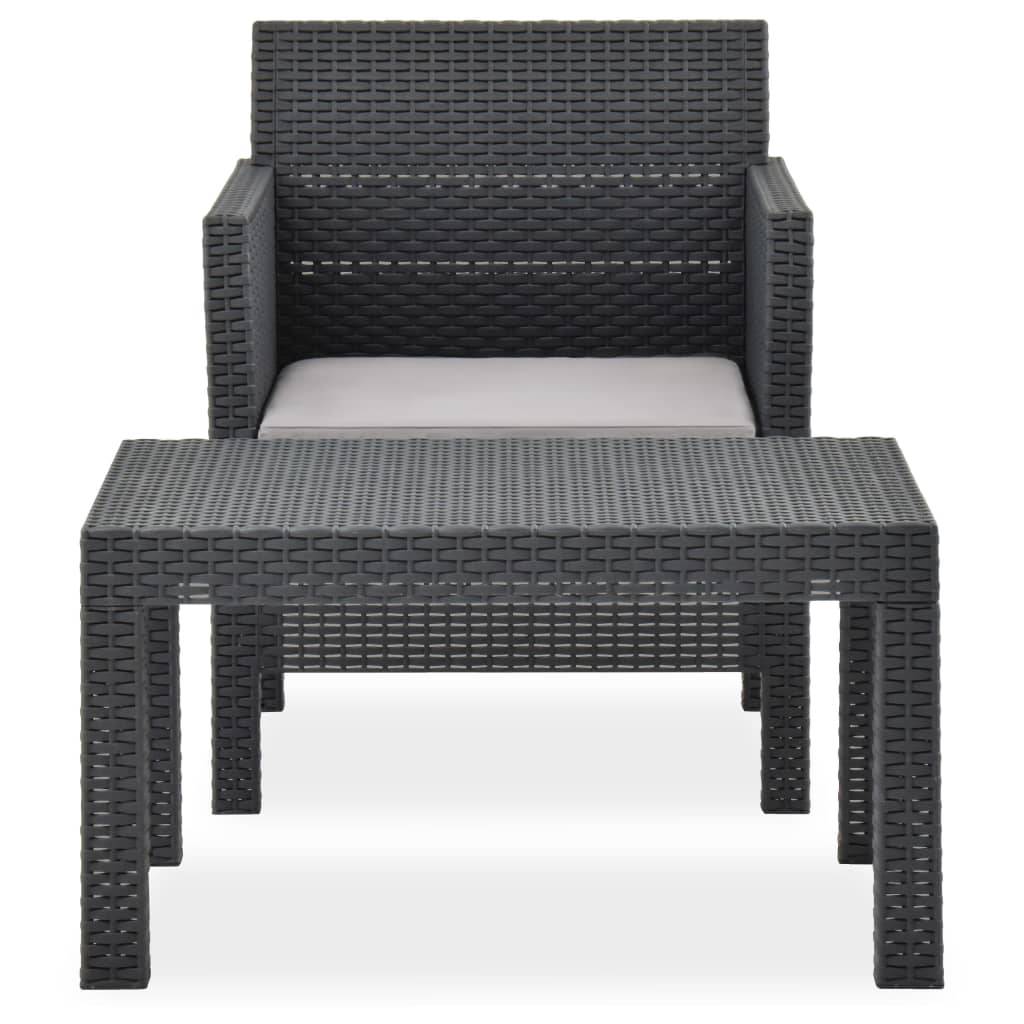 Petit Salon de Jardin 2pcs Polypropylène pour Balcon Anthracite – ComfortXL Outdoor Living - Image 2