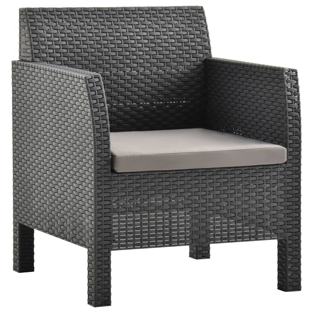 Petit Salon de Jardin 2pcs Polypropylène pour Balcon Anthracite – ComfortXL Outdoor Living - Image 3