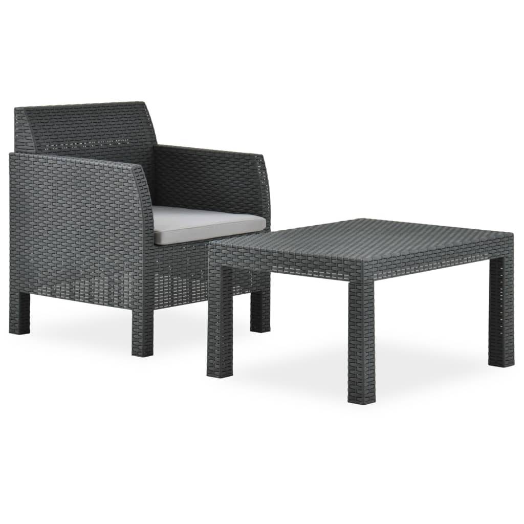 Petit Salon de Jardin 2pcs Polypropylène pour Balcon Anthracite – ComfortXL Outdoor Living - Image 1