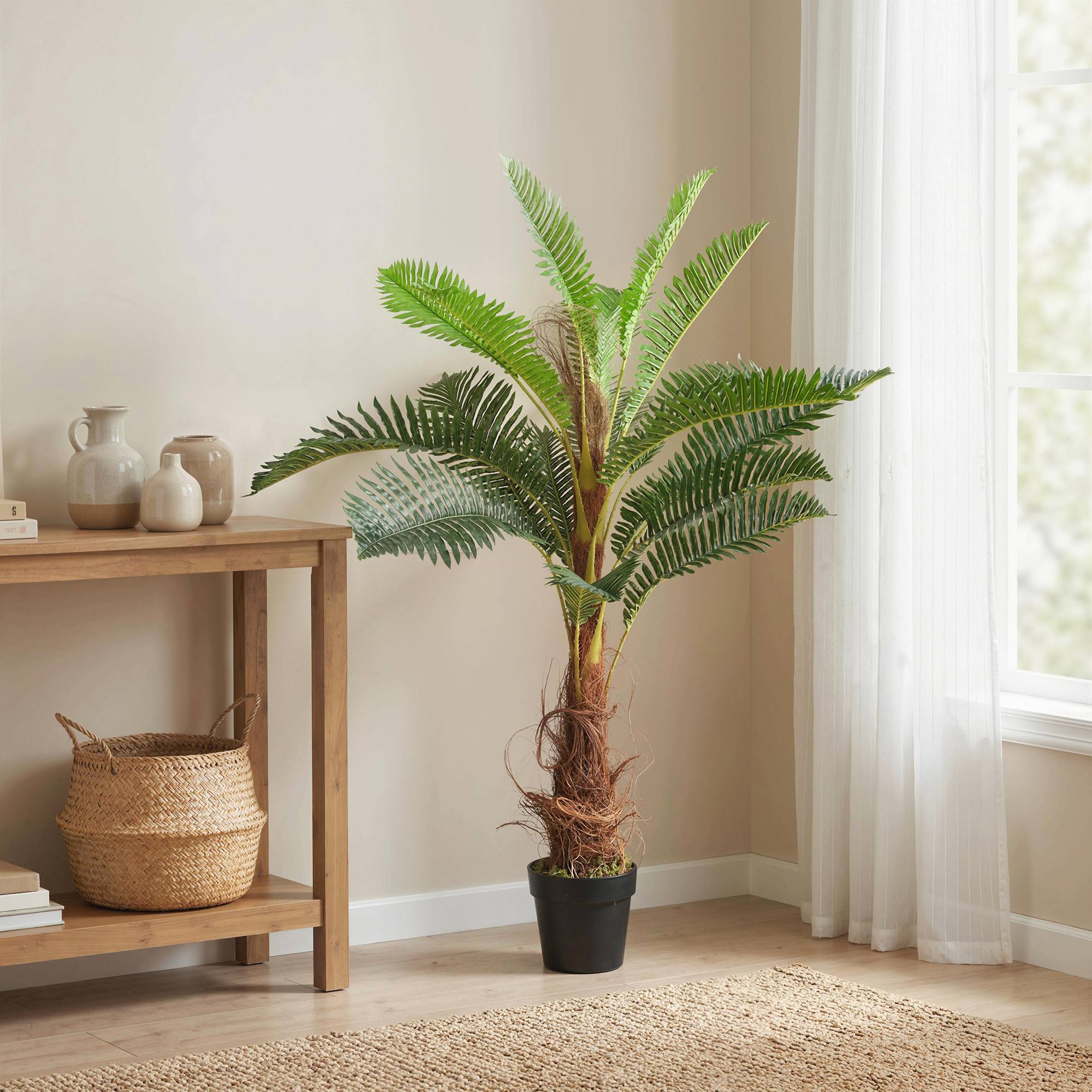 Palmier Artificiel palmier 100 cm avec 21 Feuilles en PEVA, Plante Décorative avec Pot en Plastique, Vert - Image 8
