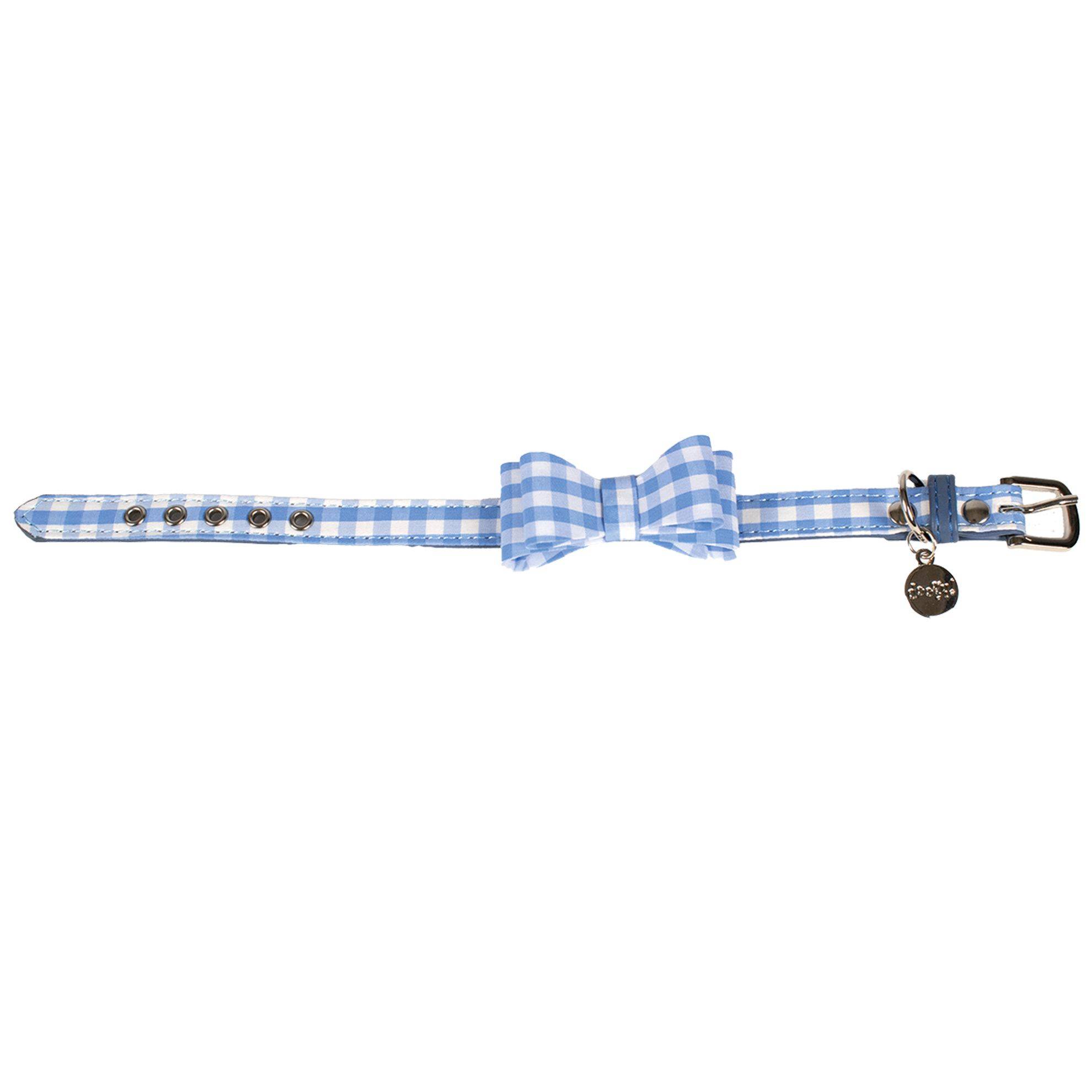 Collier chien Vichy Bleu clair : T30 DOOGY FASHION