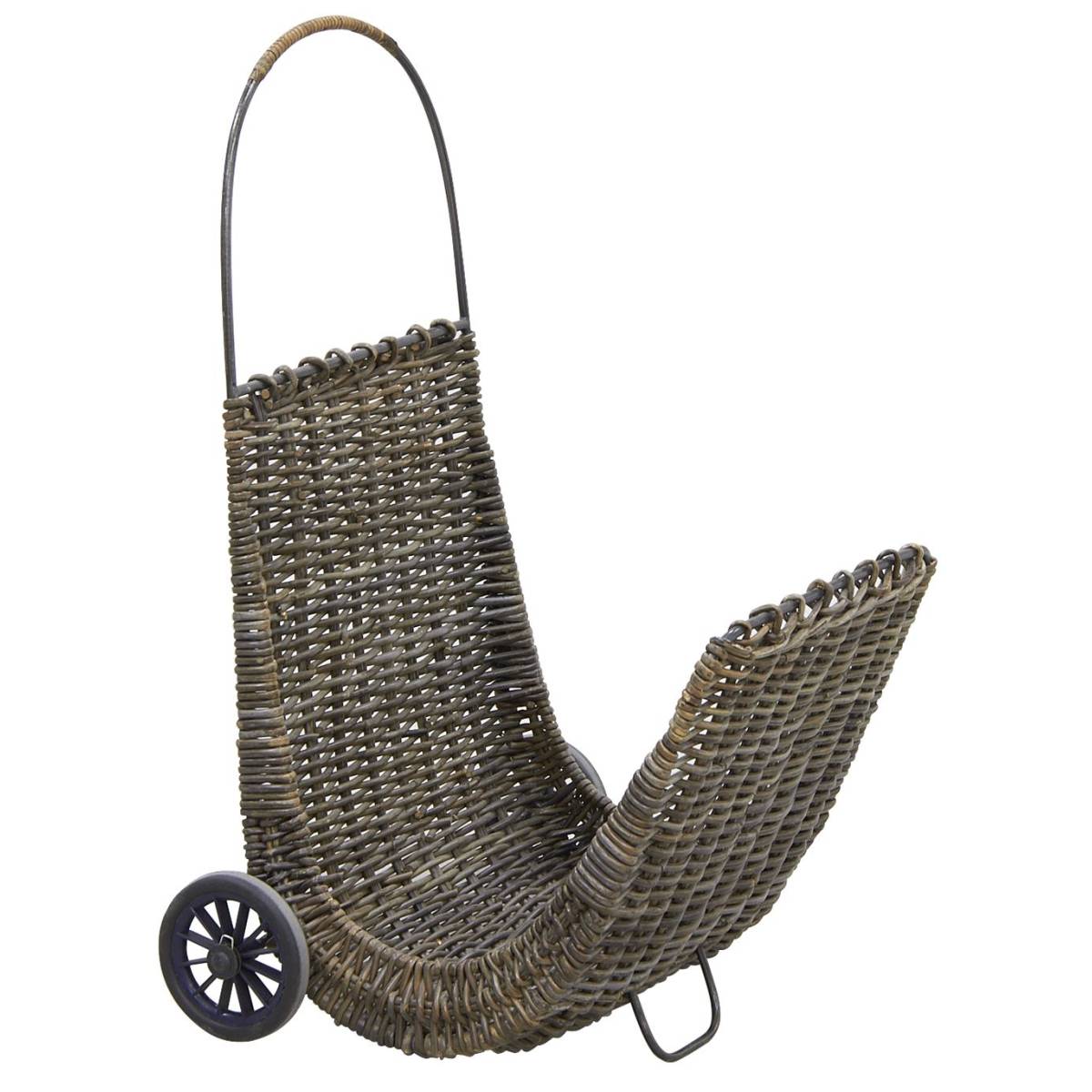 Aubry Gaspard - Chariot à bûches en poelet croco sur roulettes - Image 1