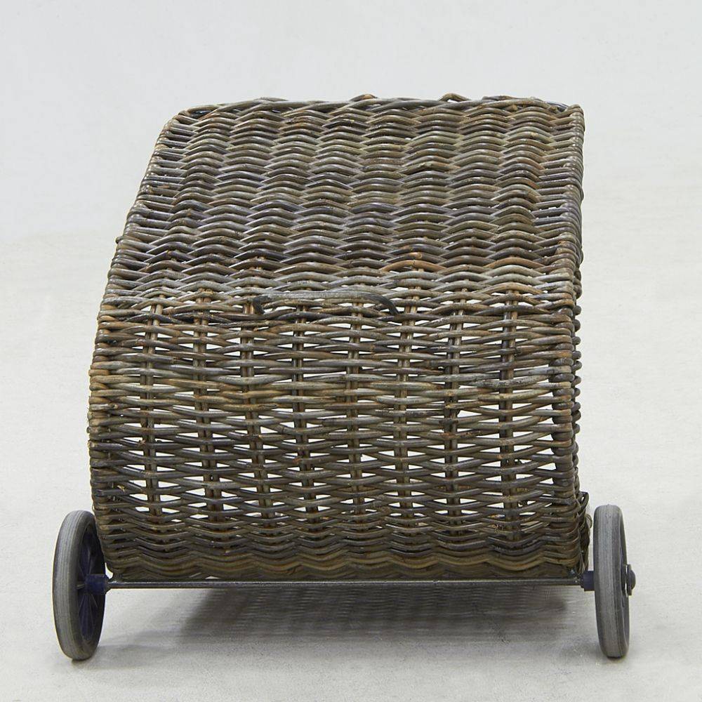 Aubry Gaspard - Chariot à bûches en poelet croco sur roulettes - Image 3