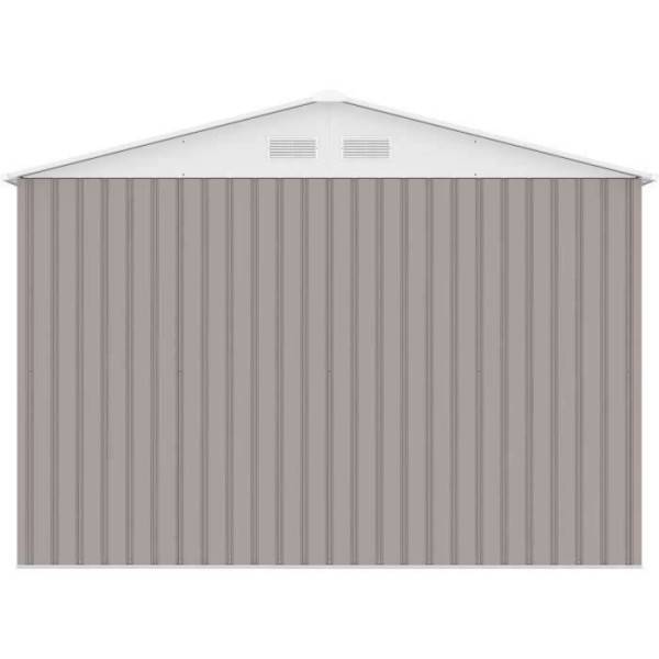 Sans Marque - Abri de jardin en métal 7,06 m² - 277 x 255 x 202 cm - MERCURE - Kit d'ancrage inclus, 2 portes coulissantes - Taupe - Image 6