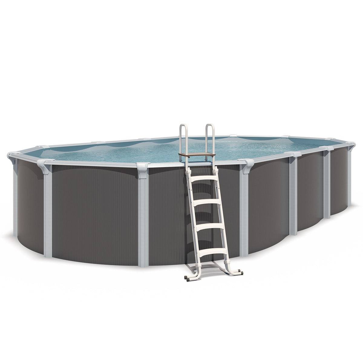 Piscine hors sol acier ovale 7,60 x 4,55 x 1,32 m anthracite OSMOSE - Image 1