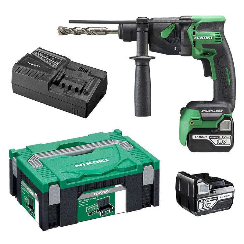 Perforateur SDS+ 18mm Brushless 18V 1,3J - HIKOKI- avec 2 batteries 5Ah - chargeur - HitCase II - DH18DPBWPZ - Image 1
