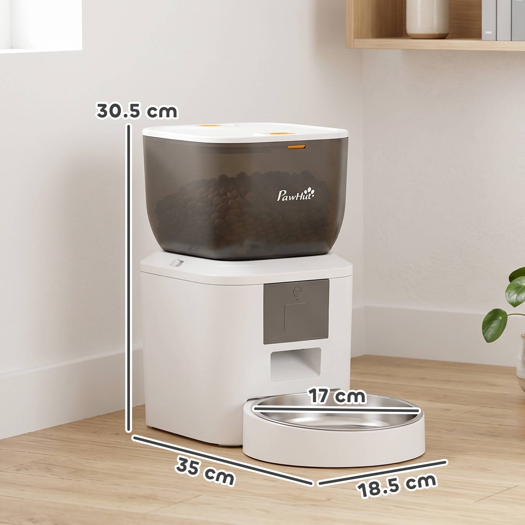 Sans Marque - Distributeur croquettes chat 4L, Wi-Fi 2,4GHz, appli avec enregistrement 10s, gamelle, blanc - Image 5