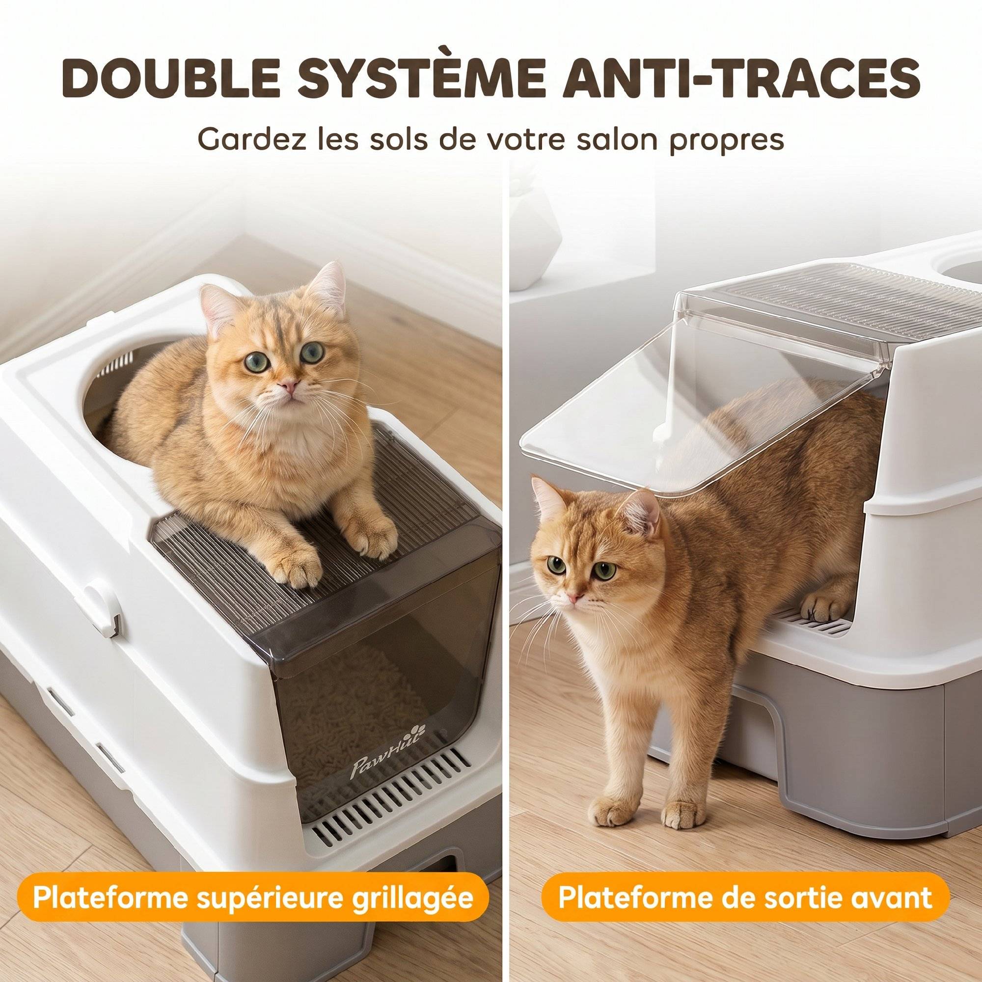 Bac à Litière pour Chat en Inox, Tiroir Coulissant, Couvercle Amovible, Pelle, Sacs Filtrants，Pédale, 60x40x45cm, Gris - Image 7