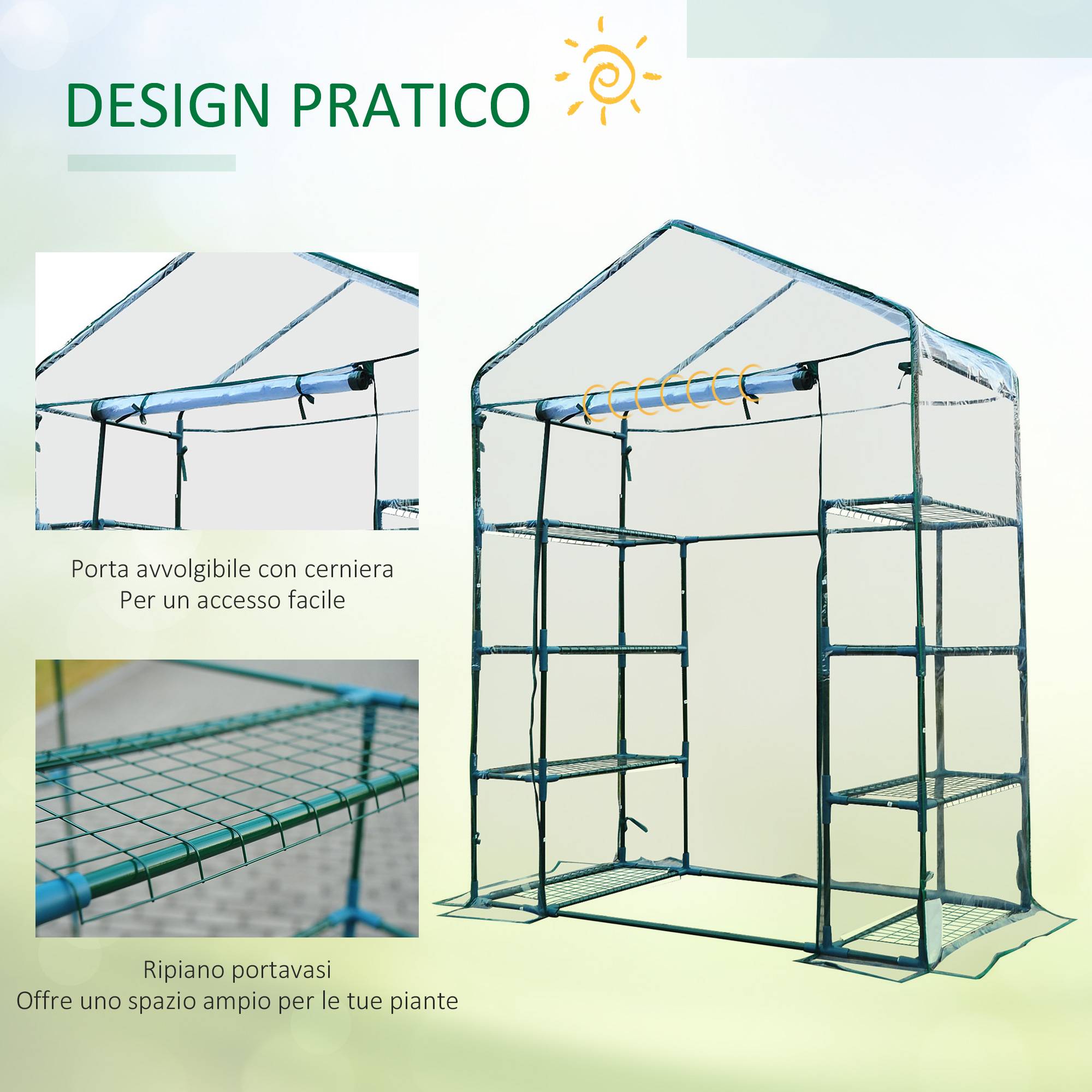 ComfortXL - Serre de jardin acier et PE 143 x 73 x 195 cm verte avec étagères pour balcon - ComfortXL Outdoor Living - Image 7