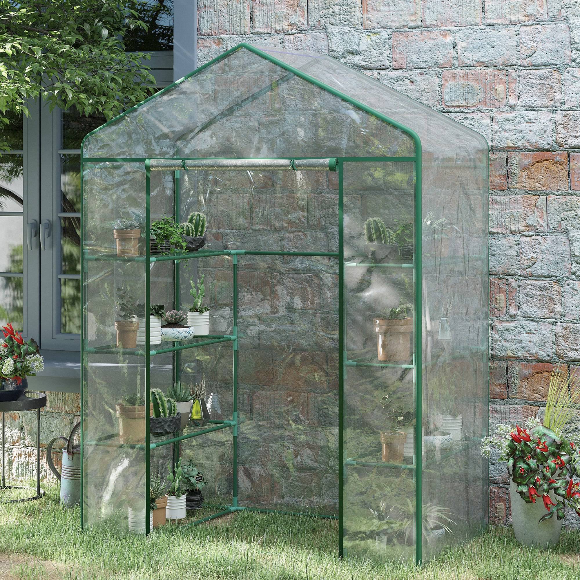 ComfortXL - Serre de jardin acier et PE 143 x 73 x 195 cm verte avec étagères pour balcon - ComfortXL Outdoor Living - Image 4