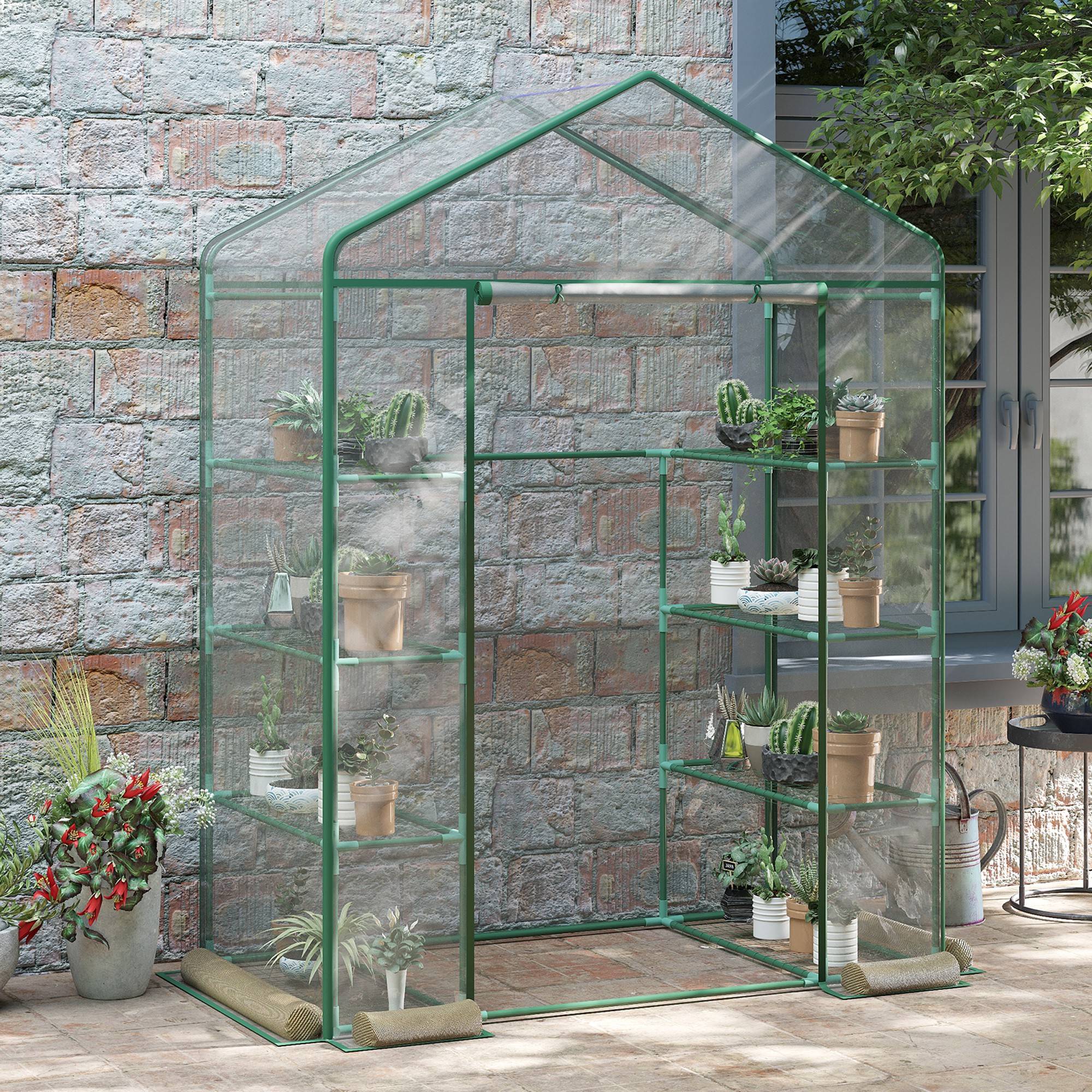 ComfortXL - Serre de jardin acier et PE 143 x 73 x 195 cm verte avec étagères pour balcon - ComfortXL Outdoor Living - Image 3