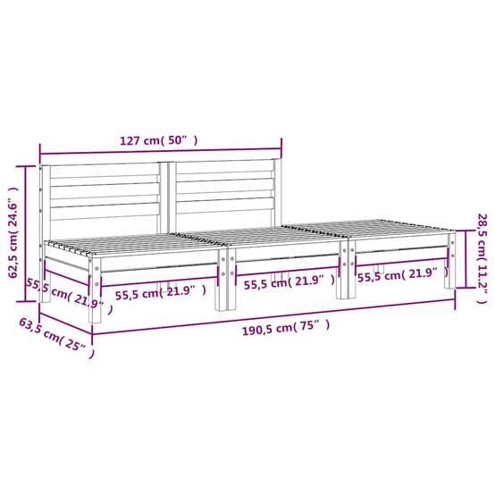 Vidaxl - Canapé de jardin 3 places bois de pin massif vidaXL 838033 - Image 3