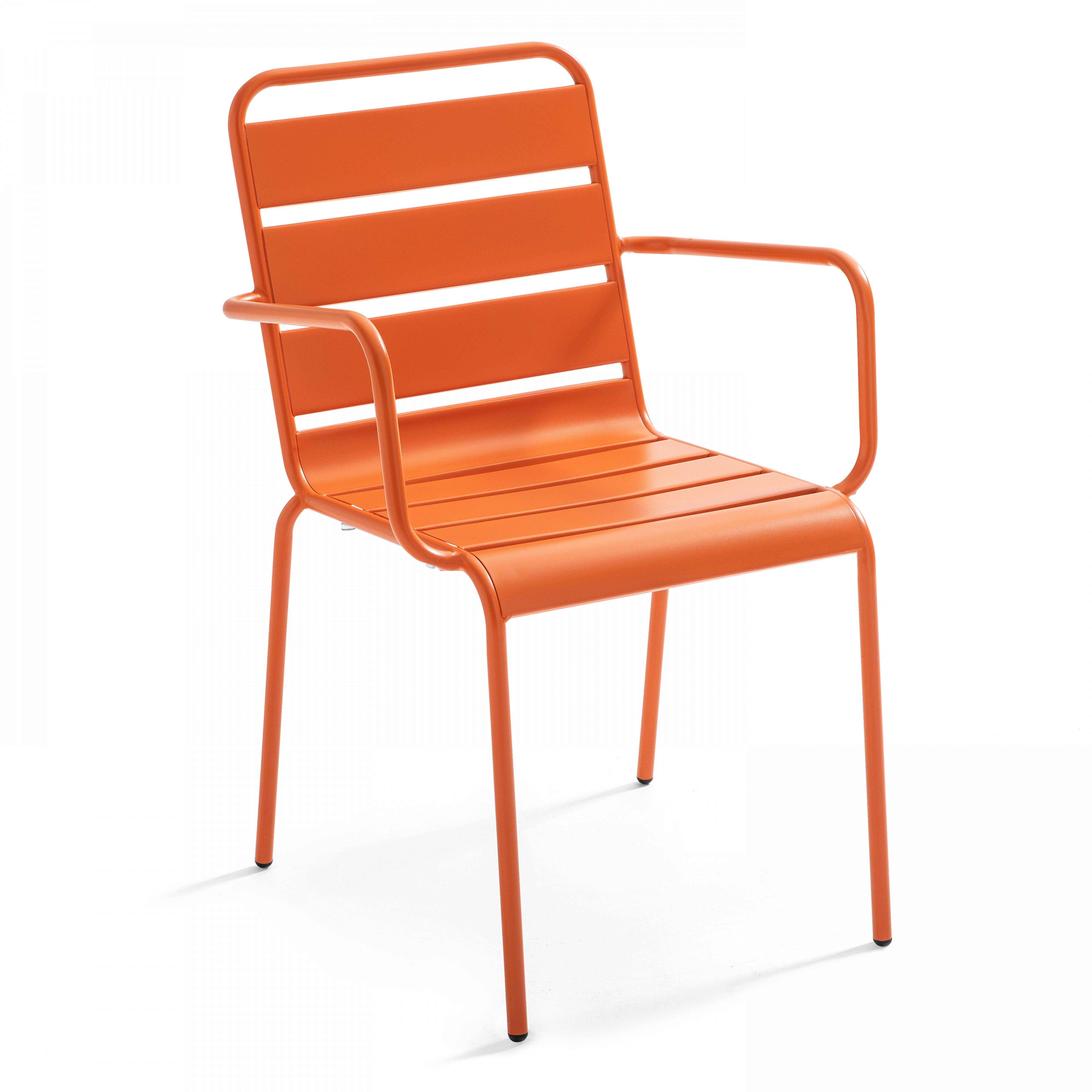 Oviala - Ensemble table de jardin et 8 fauteuils en métal orange Palavas - Oviala - Image 6