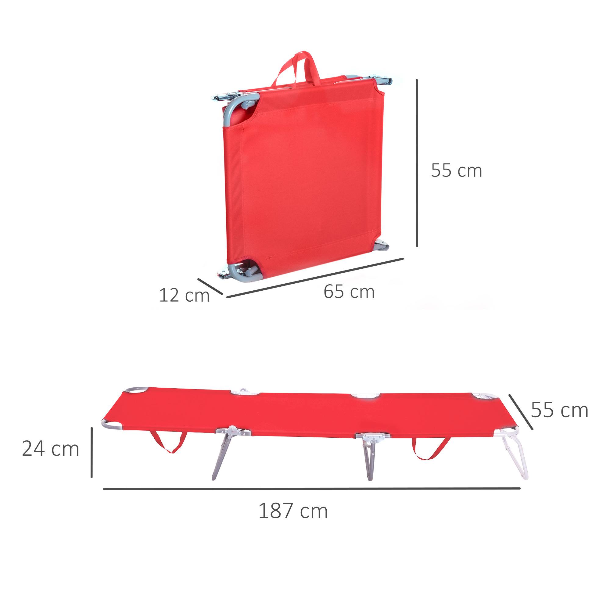 Bain de Soleil transat Pliable Dossier réglable Multipositions métal et Polyester Rouge fr121 - Image 5