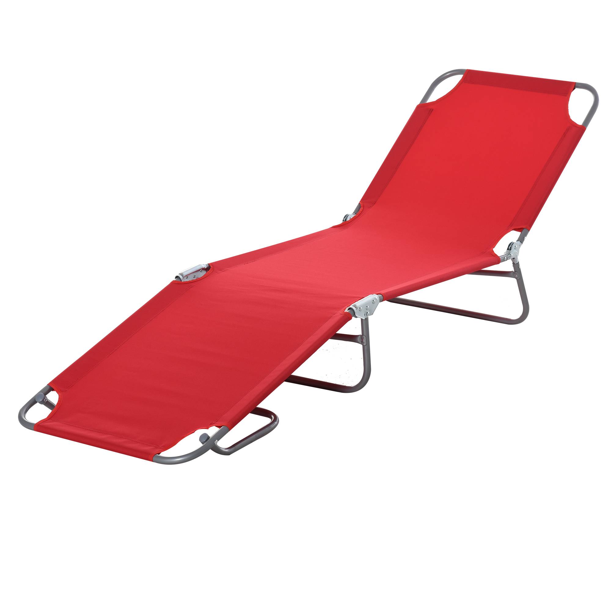 Bain de Soleil transat Pliable Dossier réglable Multipositions métal et Polyester Rouge fr121 - Image 2