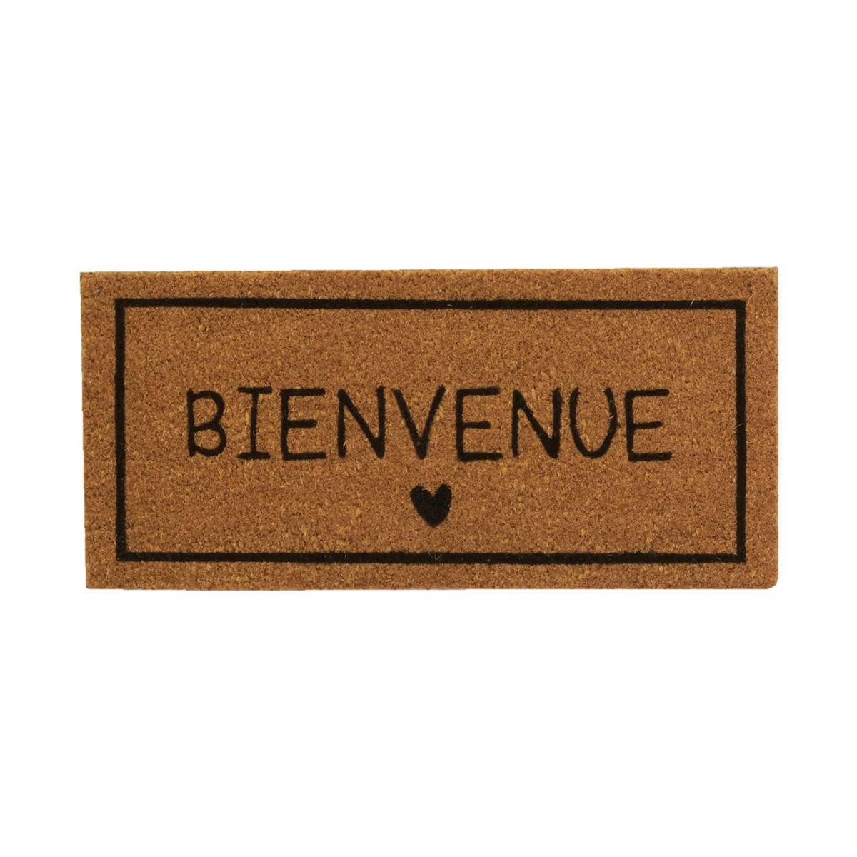 Aubry Gaspard - Petit paillasson en coco 55 x 25 cm Coeur bienvenue - Image 1