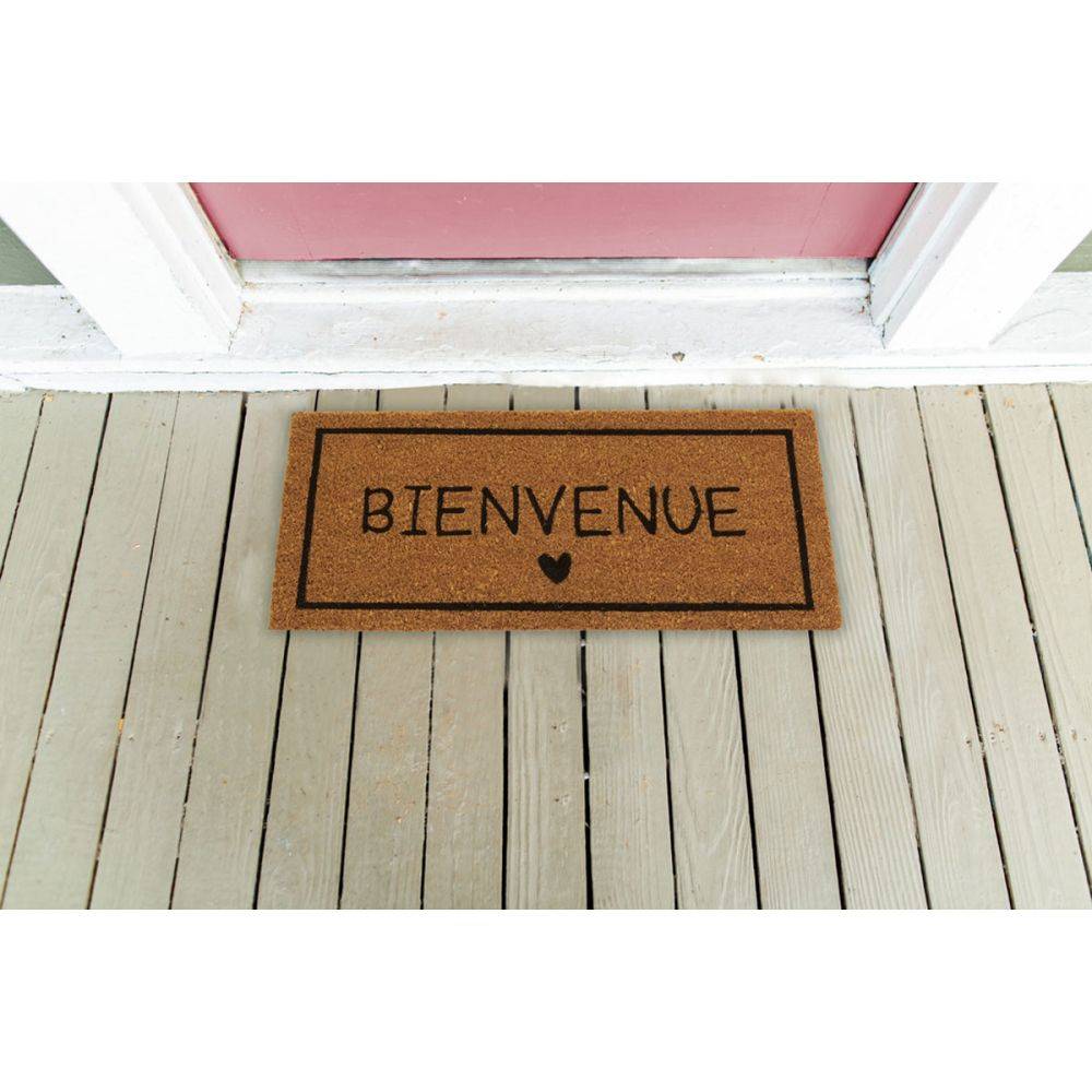 Aubry Gaspard - Petit paillasson en coco 55 x 25 cm Coeur bienvenue - Image 2