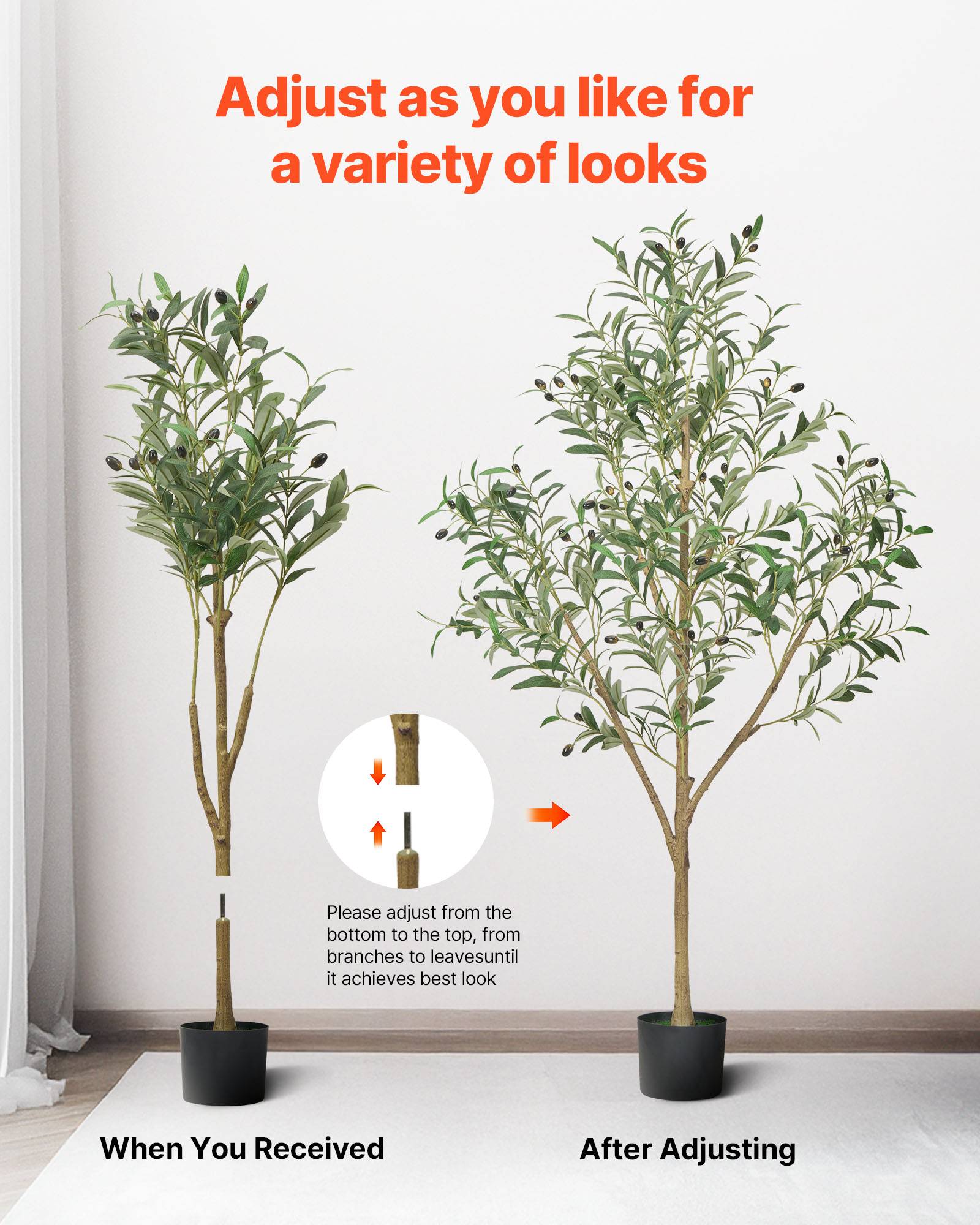 VEVOR Arbre Artificiel Plante Artificielle Faux Olivier 1,5 m Déco d'Intérieur - Image 6